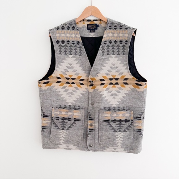 Pendleton Rancho Arroyo Wool Vest Southwest Pattern Size Large Quilted Western - Picture 9 of 9